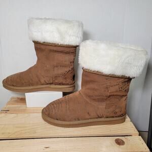 Lyric Culture Brown Boots w/ Leather and Faux Fur Uppers - Size 9